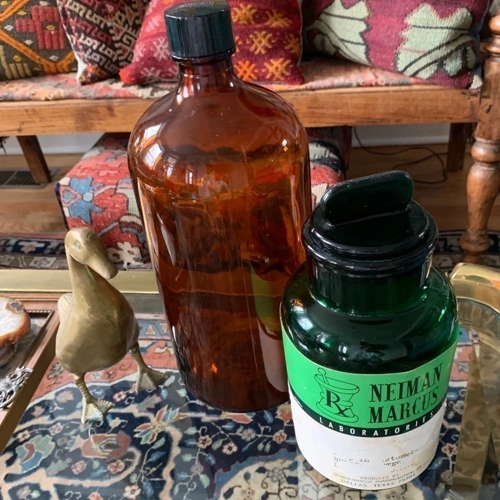 VTG Upjohn Large Amber Glass Pharmacy Bottle